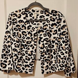 Dressbarn Black and Cream Animal Print Blazer